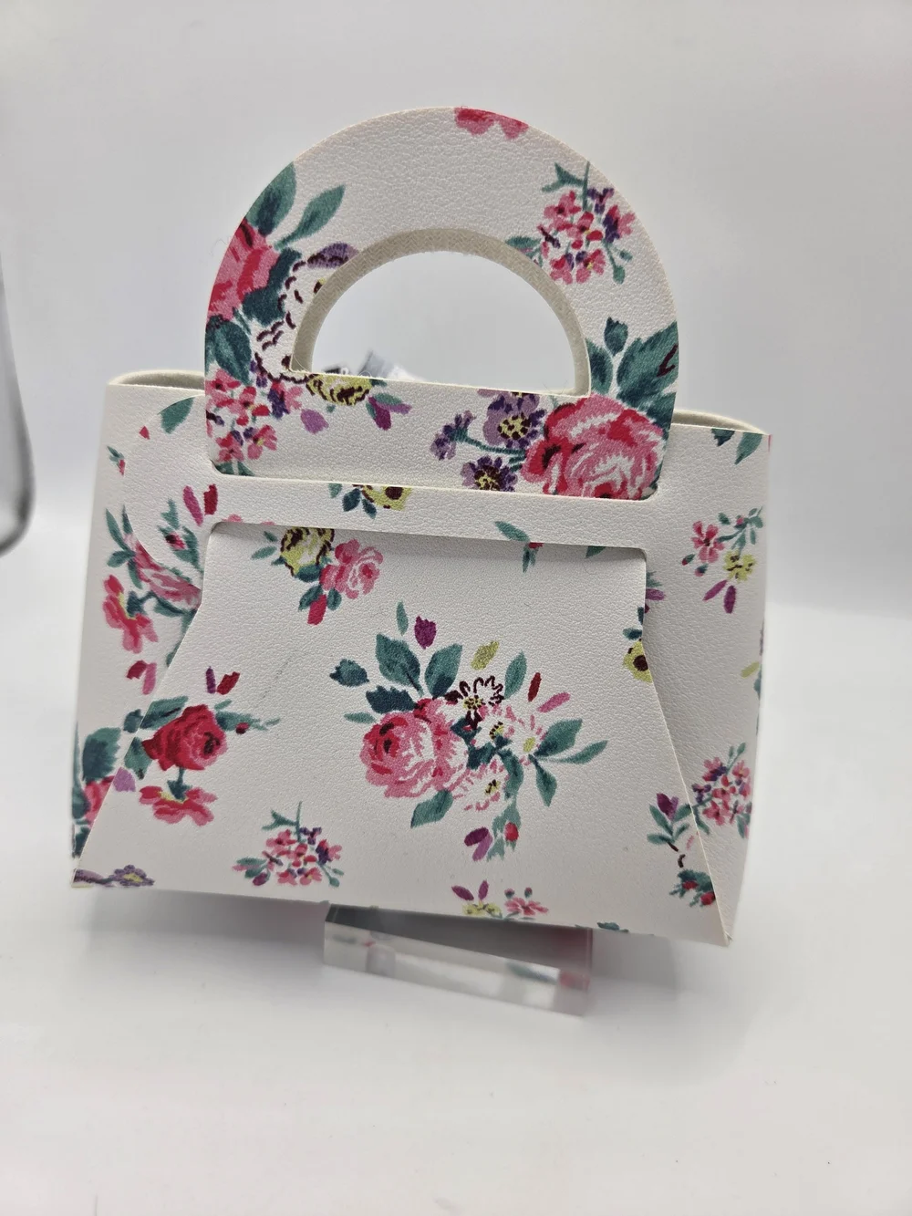 Cath Kidston White Pink Floral Mini Compact Coin Tote Bag